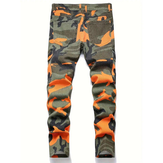 Mens Casual Camouflage Pattern Jeans