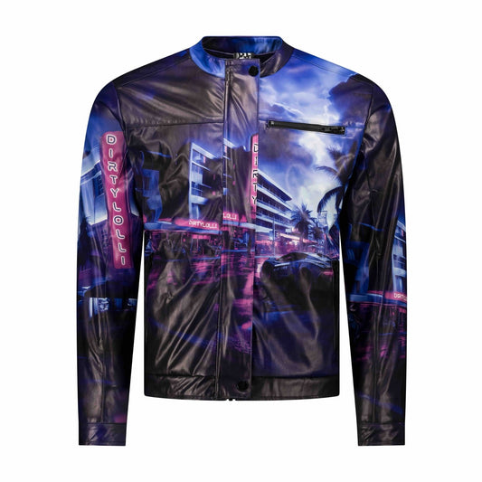 Neon Rain Leather Jacket