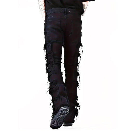 Mens Raw Trim Flared Jeans