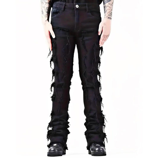 Mens Raw Trim Flared Jeans