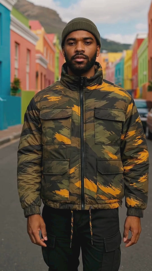 Paint Strokes Camo Bomber Jacket