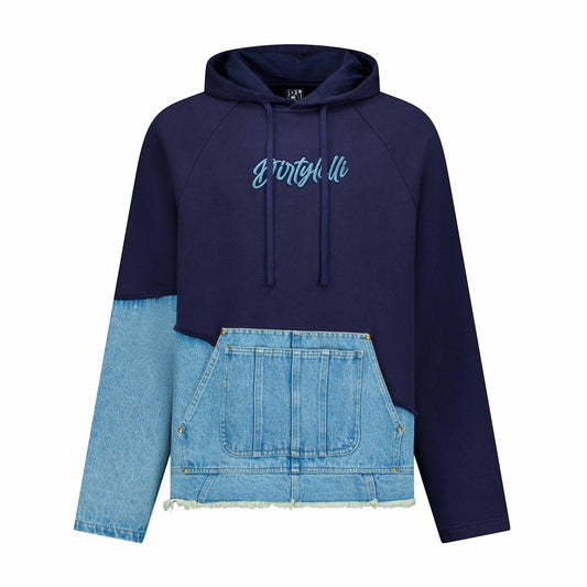 Distressed Denim Hoodie Navy