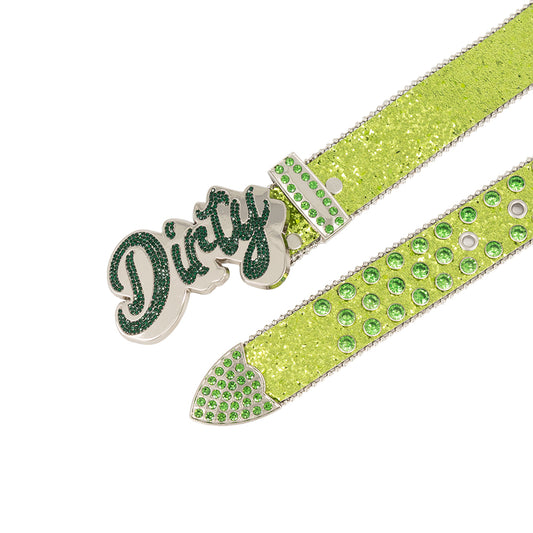 Green Iced-Out Belt